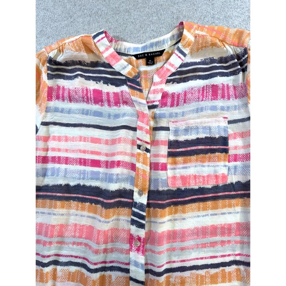 Zac & Rachel Blouse Womens XL Multi Color Striped Long Sleeve Button Up Top Boho - Picture 4 of 9